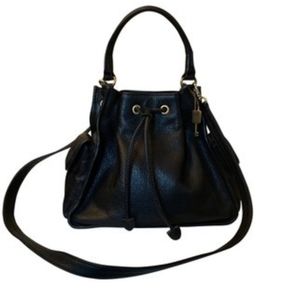 Fossil Pebbled leather black bucket bag / crossbody purse